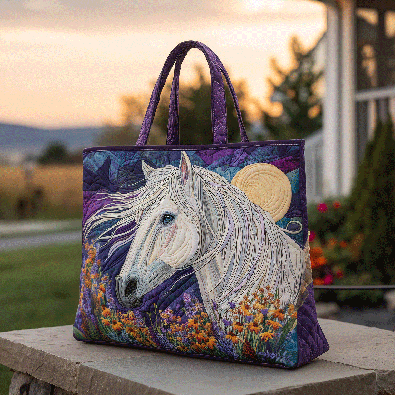 Aurora Horse Quilted Tote Bag Gifts For Horsey Ladies
