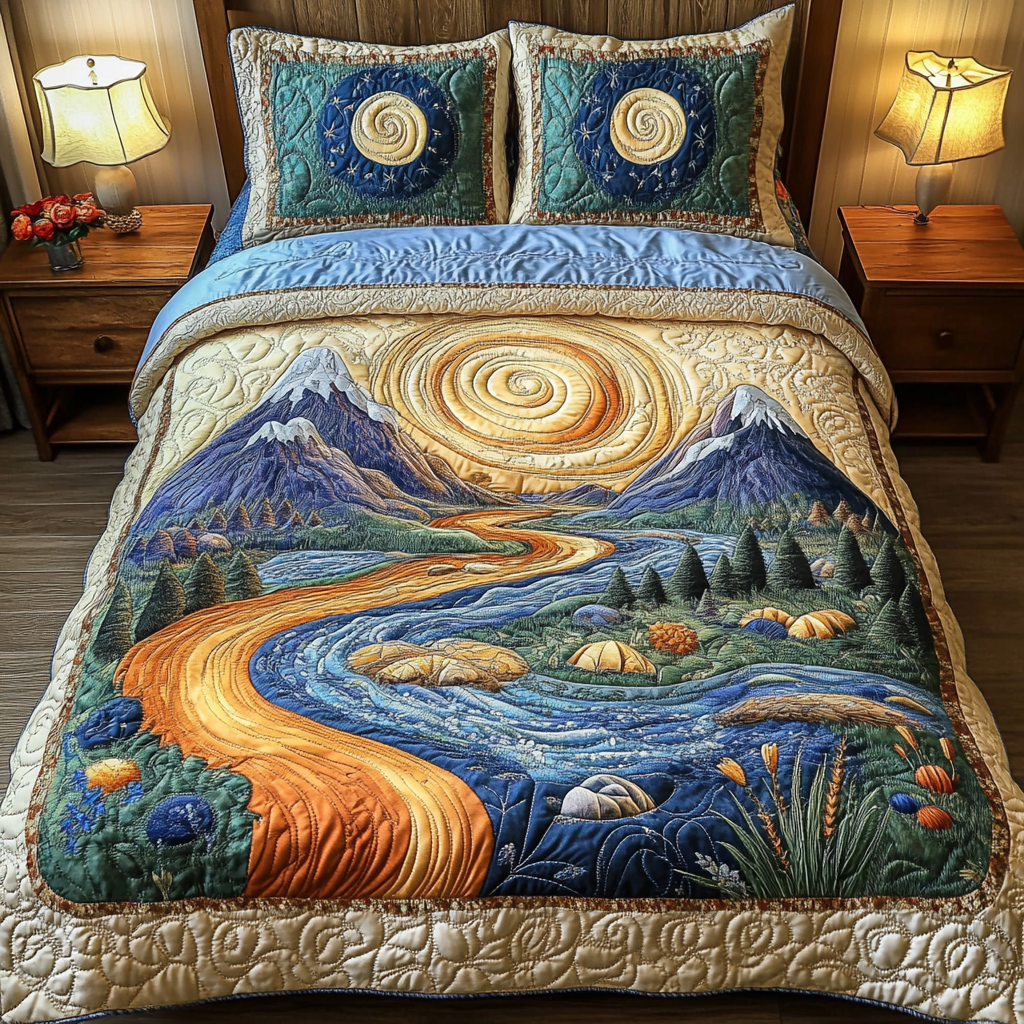 Aurora Pathway Quilted Bedding Set Soft Bedding Set That Makes a Great Christmas Gift
