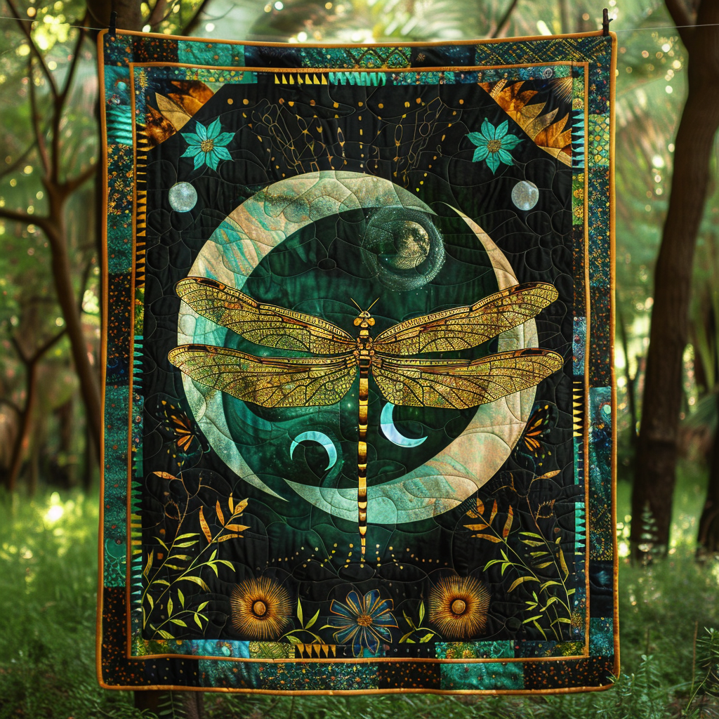 Aurora Spark Dragonfly Quilted Blanket Unique Dragon Gifts