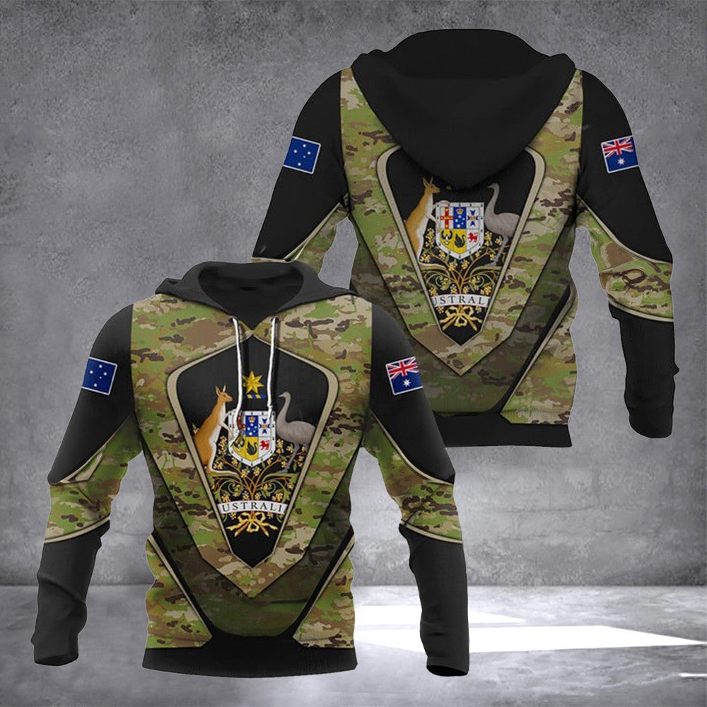 Australia Coat Of Arms Hoodie Camo Print Australian Flag With Coat Of Arms Apparel Australia Coat Of Arms Hoodie Camo Print Australian Flag With Coat Of Arms Apparel