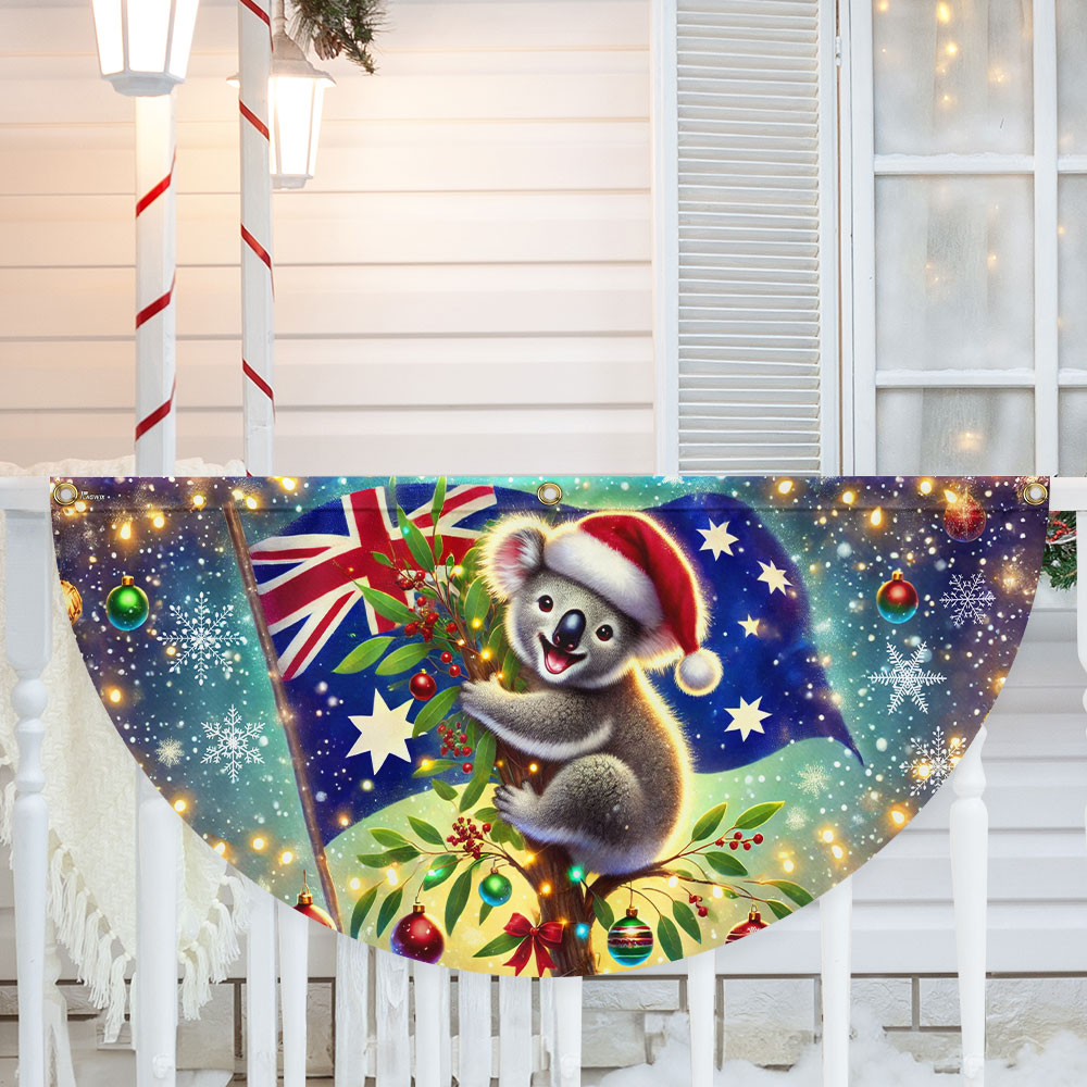 Australian Koala Christmas Australia Non Pleated Fan Flag