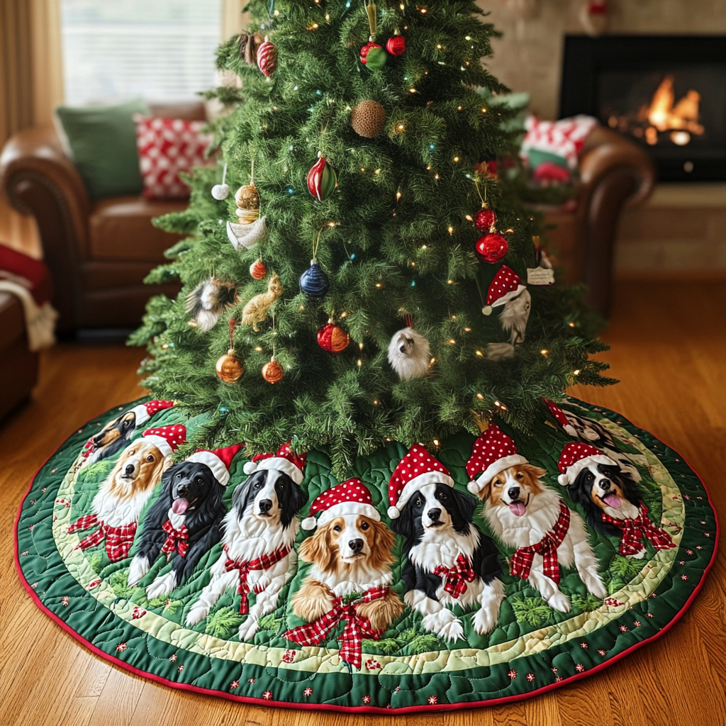 Australian Shepard Christmas Joy Christmas Quilted Tree Skirt Winter Holiday Decor Holiday Living Room Decor