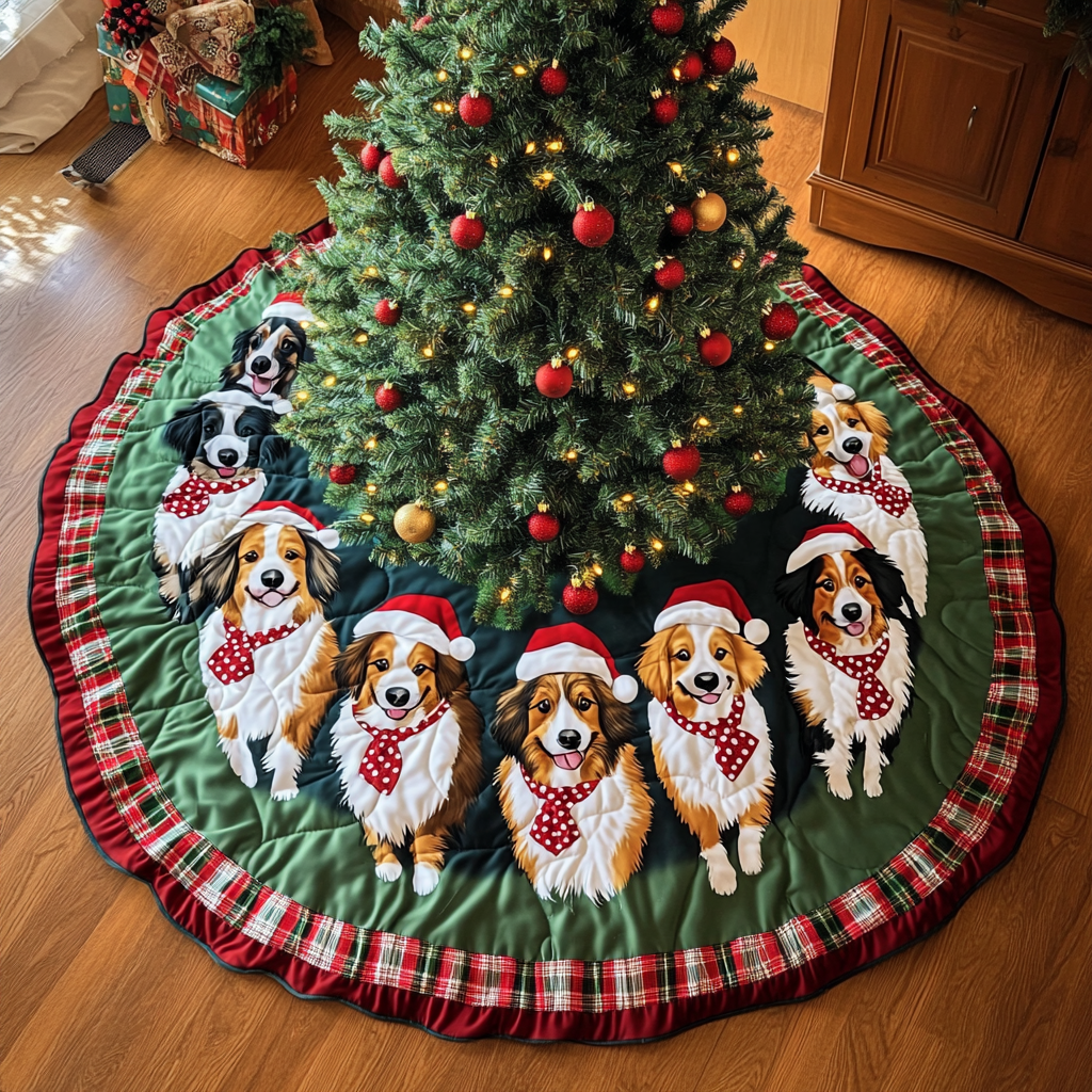Australian Shepard Xmas Joy Christmas Quilted Tree Skirt Cozy Holiday Home Decor Christmas Hearth And Home Decor