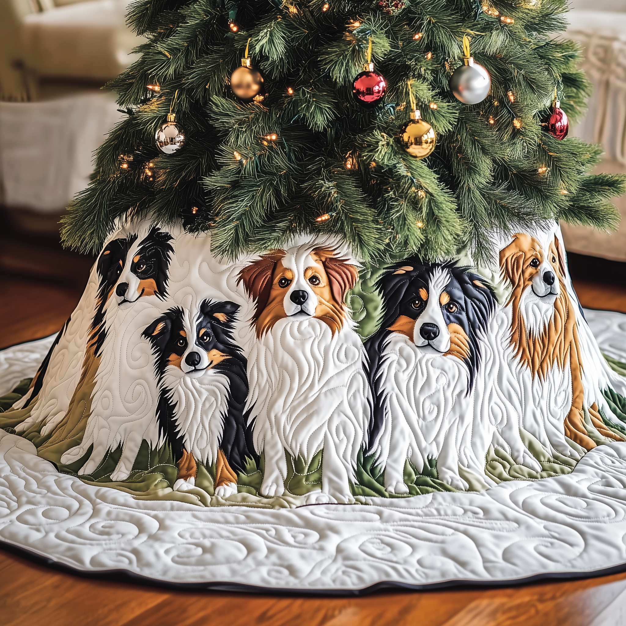 Australian Shepherd Christmas Tree Decorations Quilted Holiday Decoration Gift for Pet Homes