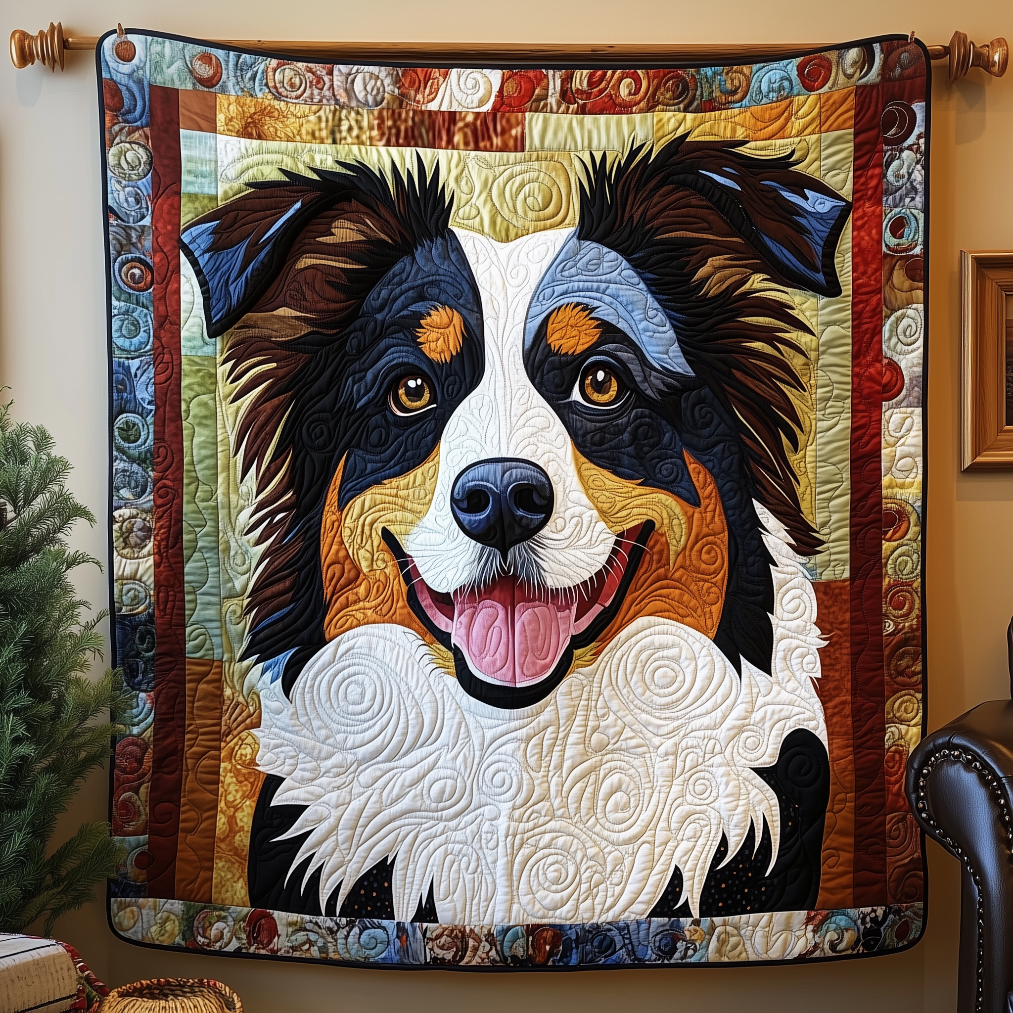 Australian Shepherd Dog Fluffy Quilted Blanket Dog Mom Gift For Australian Shepherd Lover