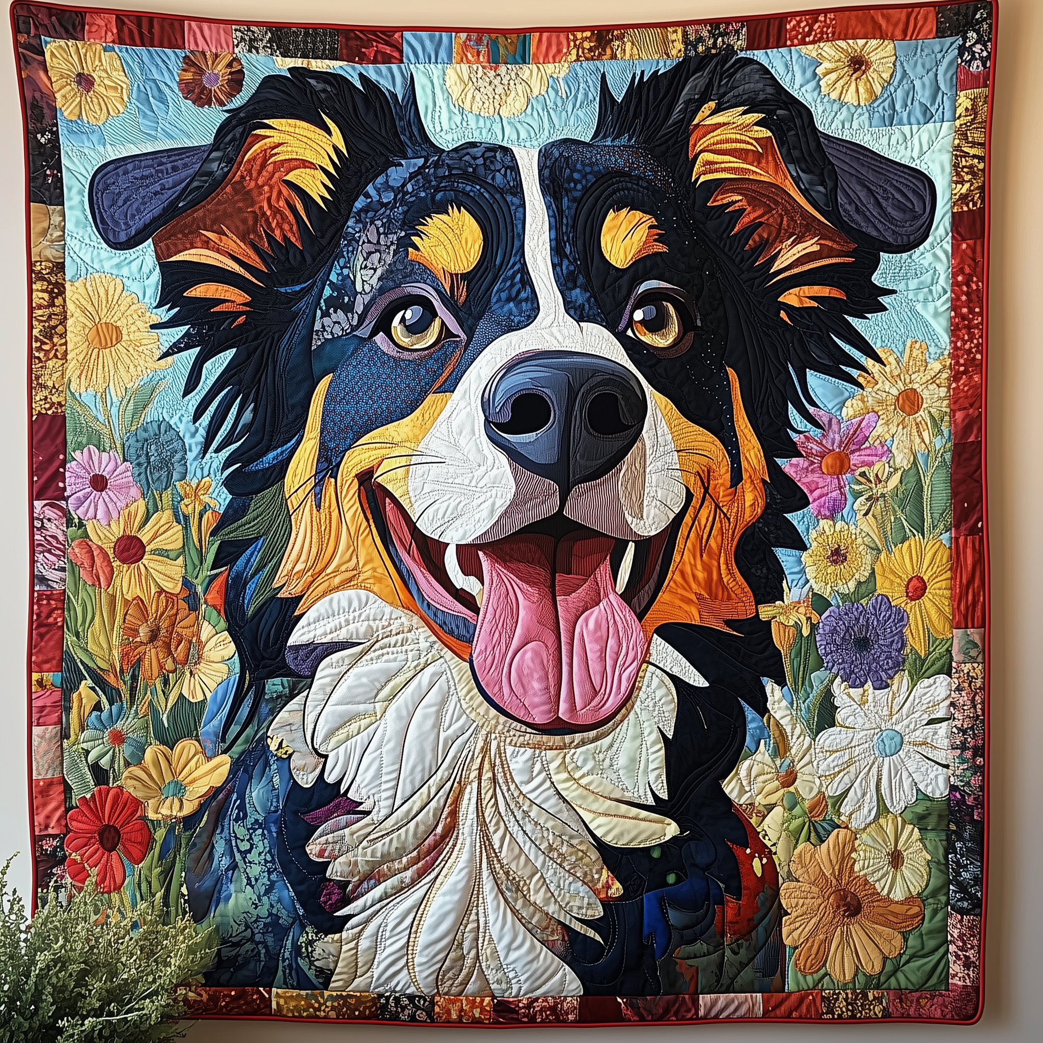 Australian Shepherd Dog Small Quilted Blanket Dog Pet Smiling Gift For Australian Shepherd Lover