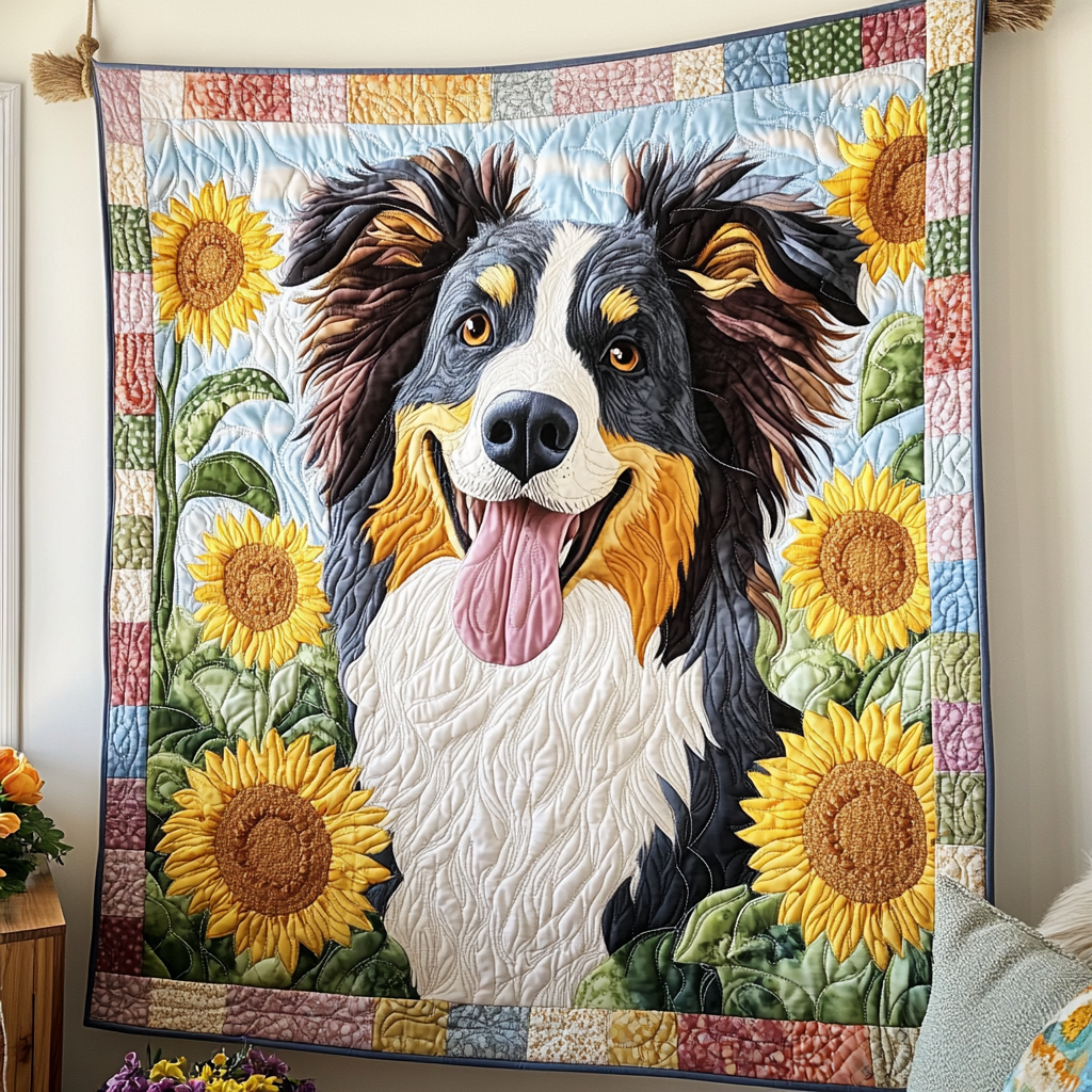 Australian Shepherd Dog Tiny Quilted Blanket Funny Puppy Gift For Australian Shepherd Lover
