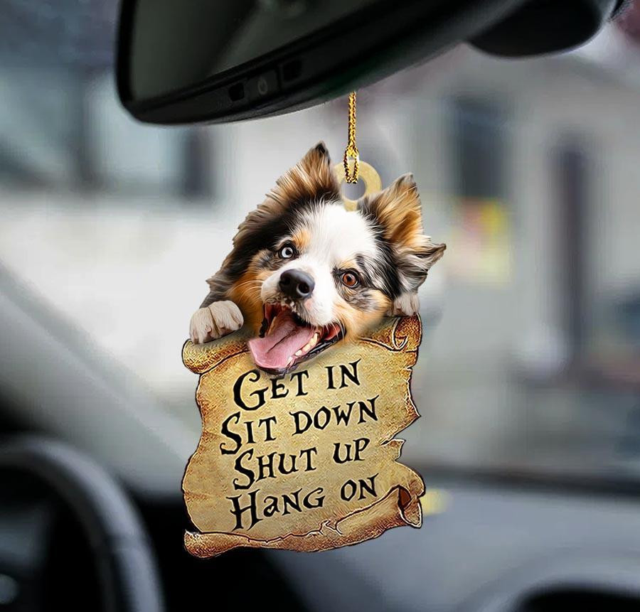 Australian shepherd get in two sided ornament cute dog ornament for car