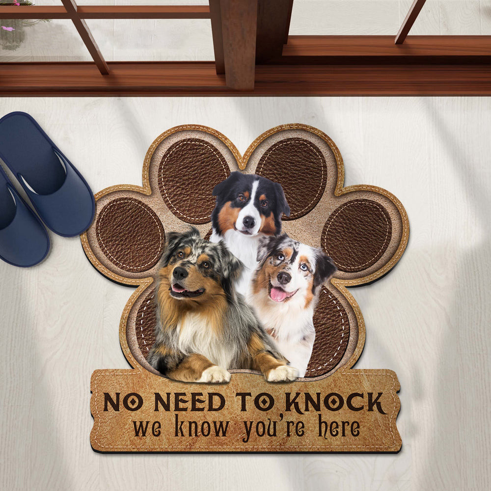 Australian Shepherd No Need To Knock Doormat Front Door Decor Unique Dog Presents