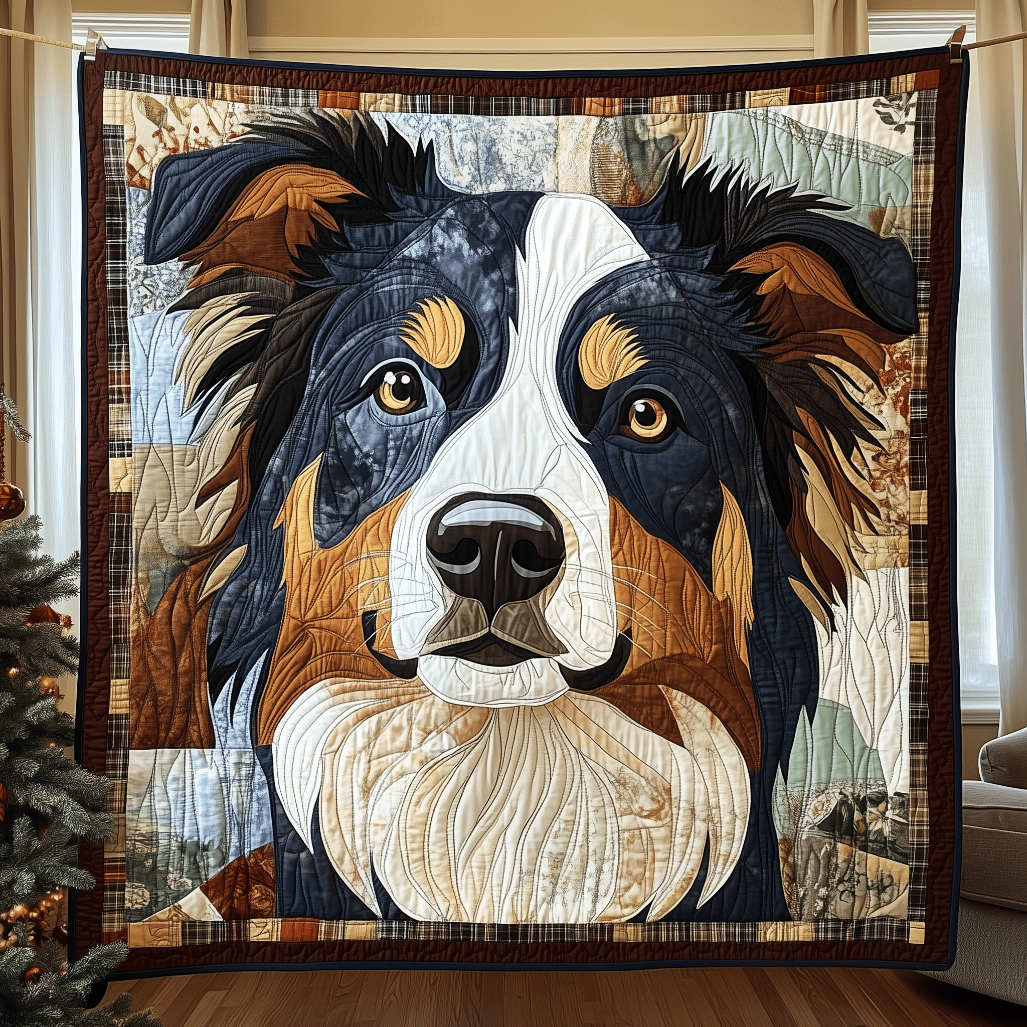 Australian Shepherd Quilted Blanket Christmas Throw Blanket Best Christmas Gifts For Dog Mom