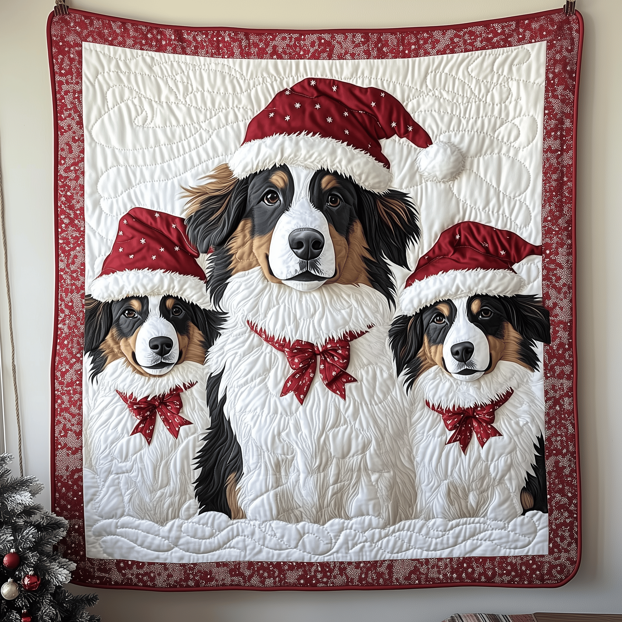 Australian Shepherd Quilted Blanket Christmas Throw Blanket Best Christmas Gifts For Dog Owners