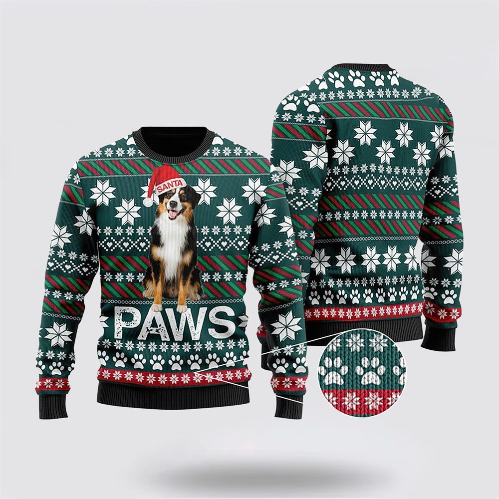 Australian Shepherd Santa Printed Christmas Ugly Sweater Christmas Gift For Dog Love