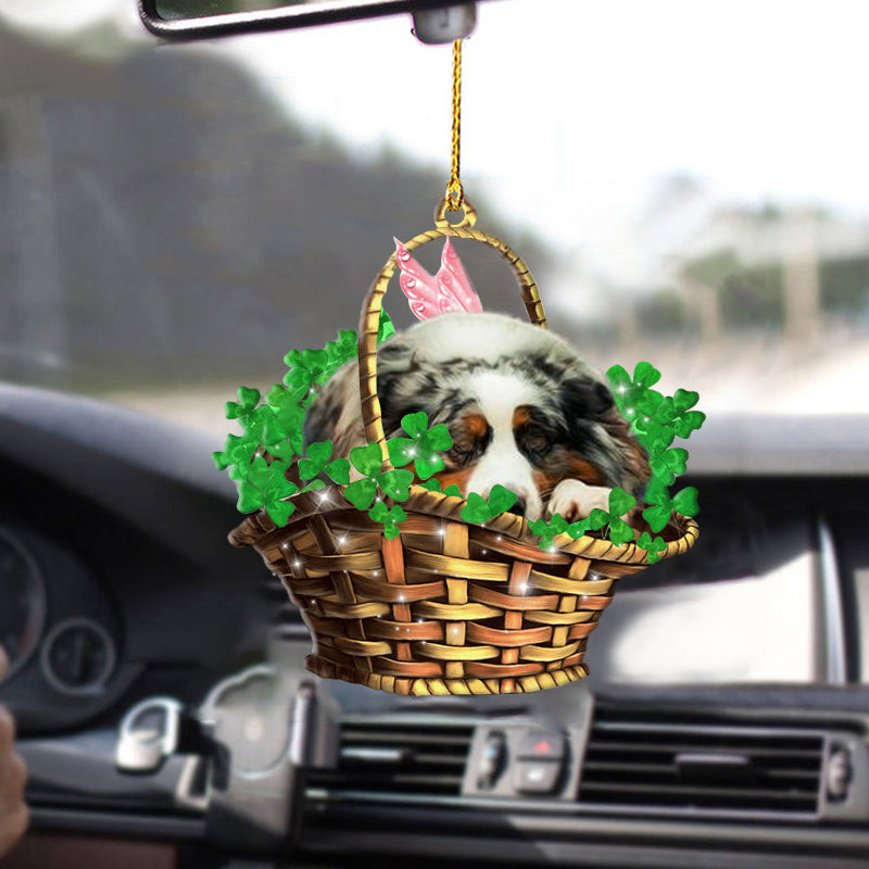 Australian shepherd Sleeping Lucky Fairy Two Sided Ornament Funny Dog Car Hanging Ornaments