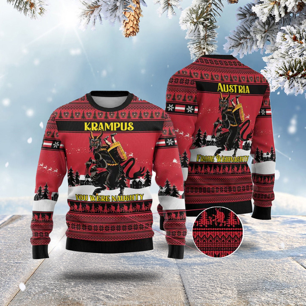 Austria Christmas Ugly Christmas Sweater Krampus You Were Naughty Christmas Gift For Son