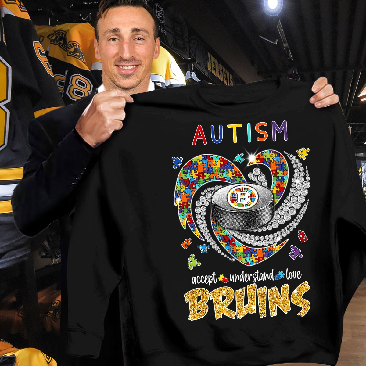 Autism Accept Understand Love Bruins Sweatshirt Boston Bruins Shirt Gifts For Hockey Fans