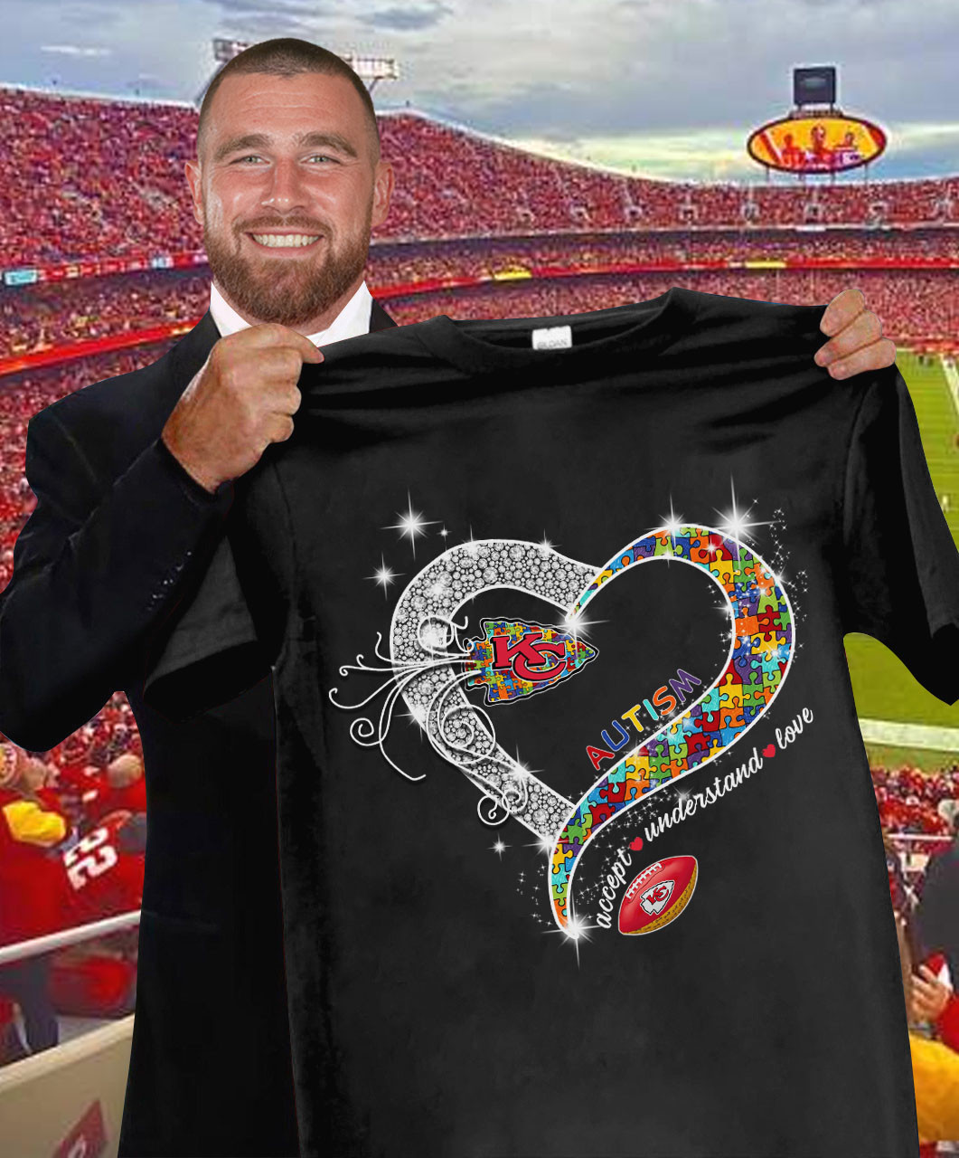 Autism Accept Understand Love The Kansas City Chiefs T-Shirt Gifts For Football Fans