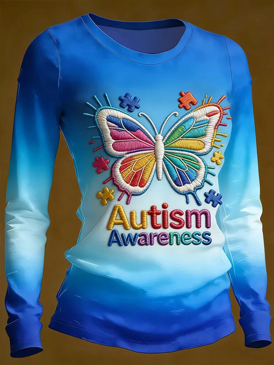 Autism Awareness Butterfly Long Sleeve Shirt Support Autism Awareness Clothing Gift Ideas