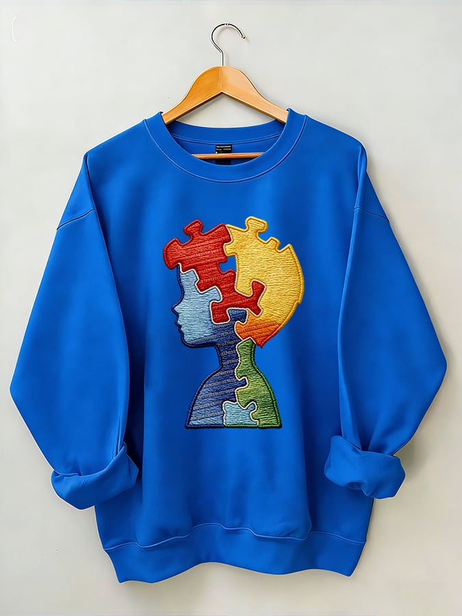 Autism Awareness Puzzle Head Sweatshirt Neurodiversity Pride Clothing Autism Mom Gift
