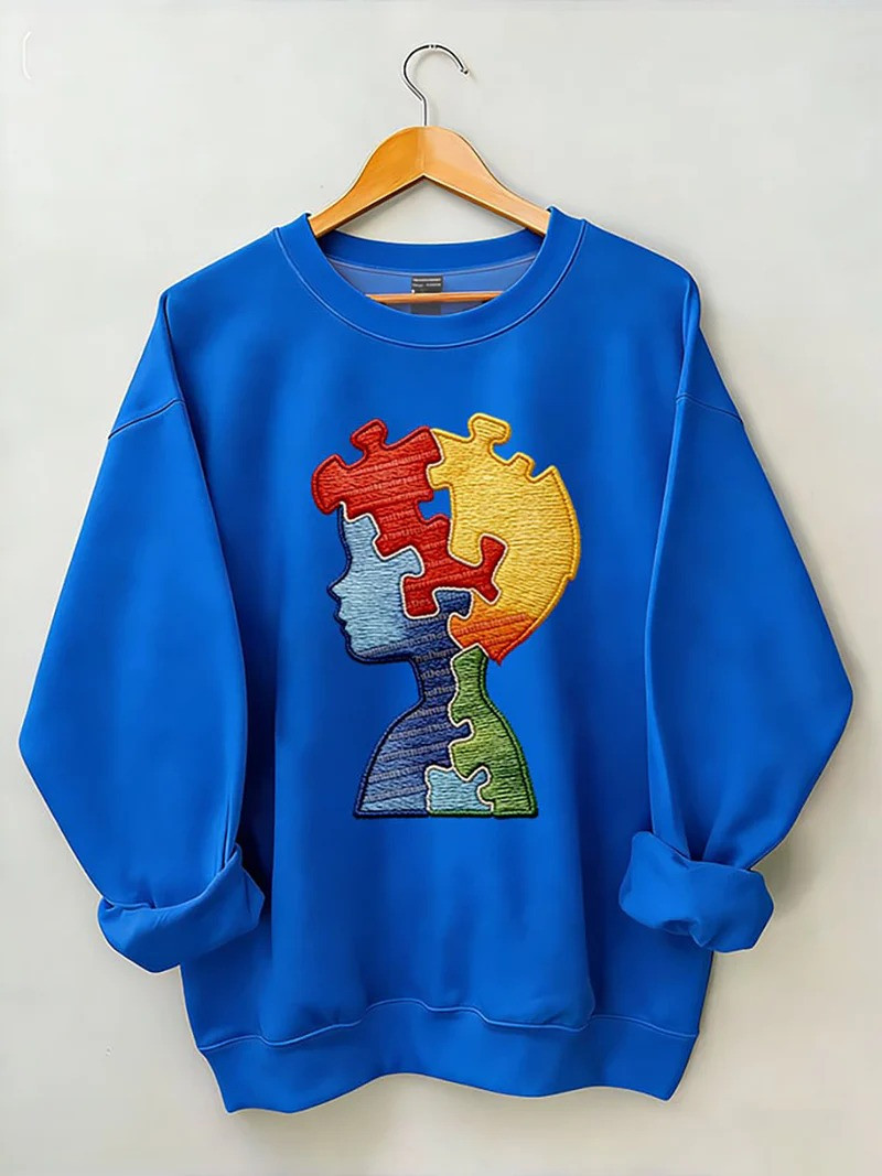 Autism Awareness Puzzle Silhouette Sweatshirt April Neurodiversity Acceptance Gift For Advocates
