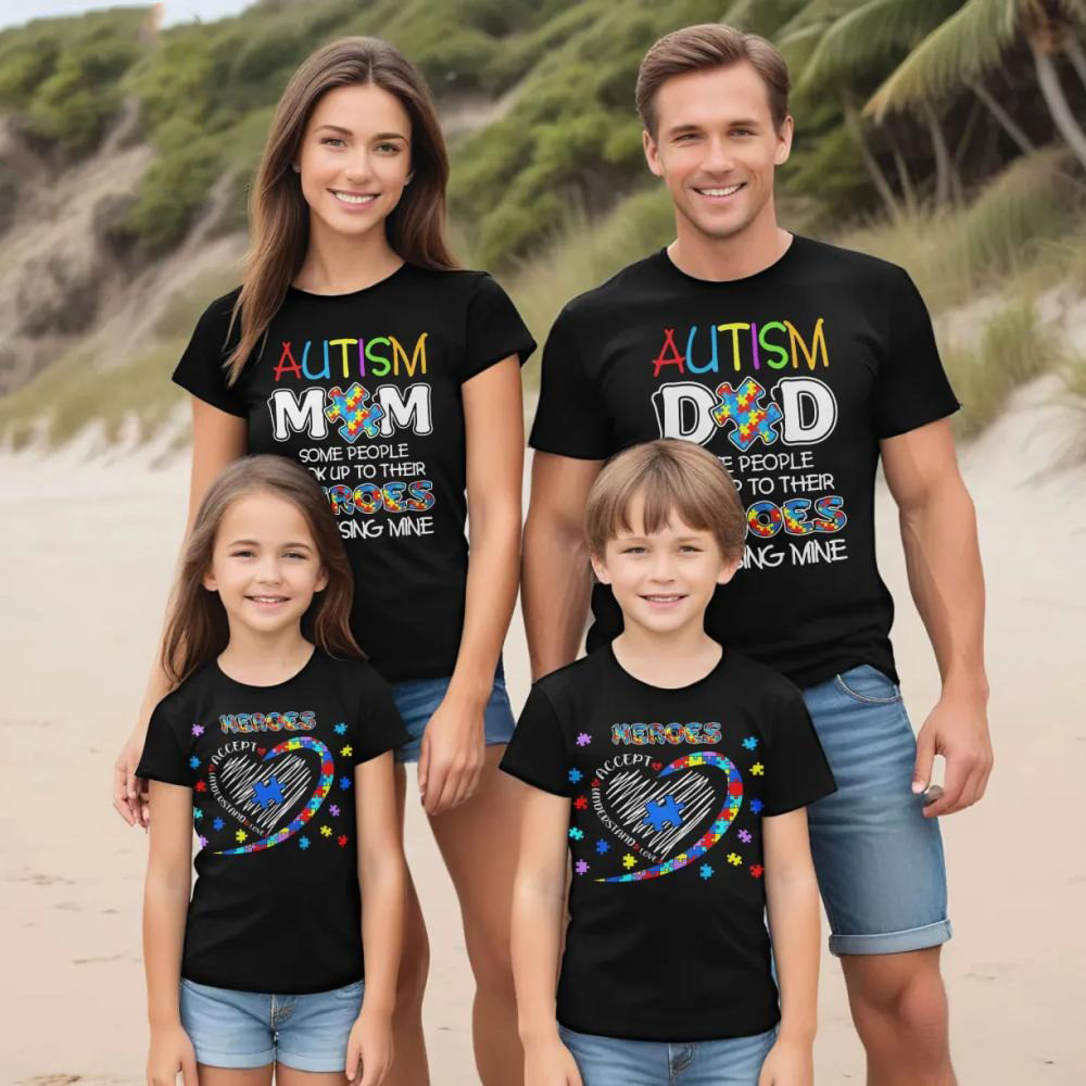 Autism Awareness Some People Look Up To Their Heroes Family Shirt Autism Awareness T-Shirt