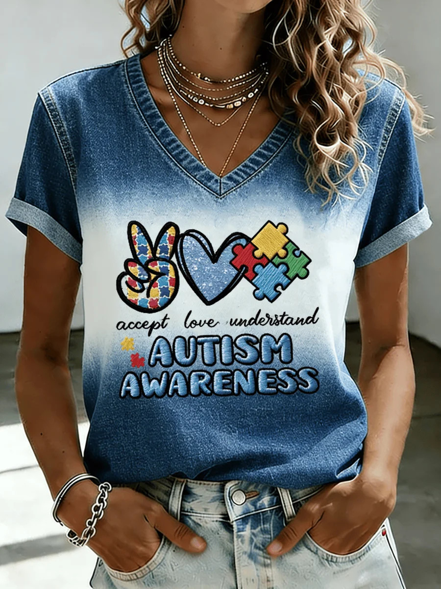 Autism Awareness T-Shirt Accept Love Understand Clothing Gift For Supporters