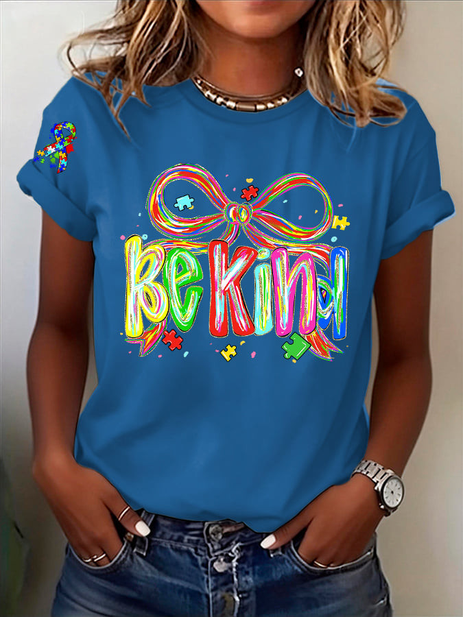 Autism Awareness T-Shirt Colorful Be Kind Clothing Gift For Autism Mom