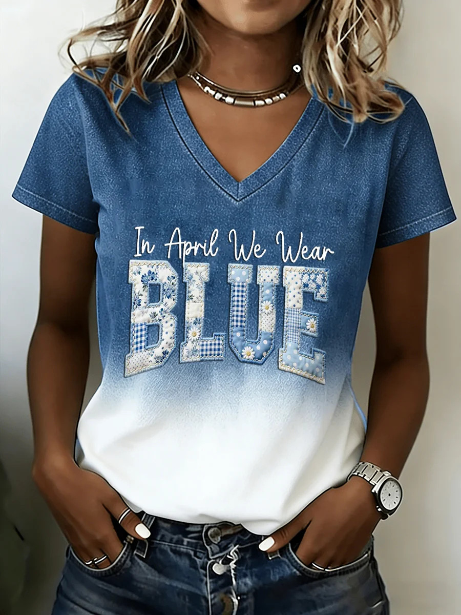 Autism Awareness T-Shirt In April We Wear Clothing Gift For Autism Mom