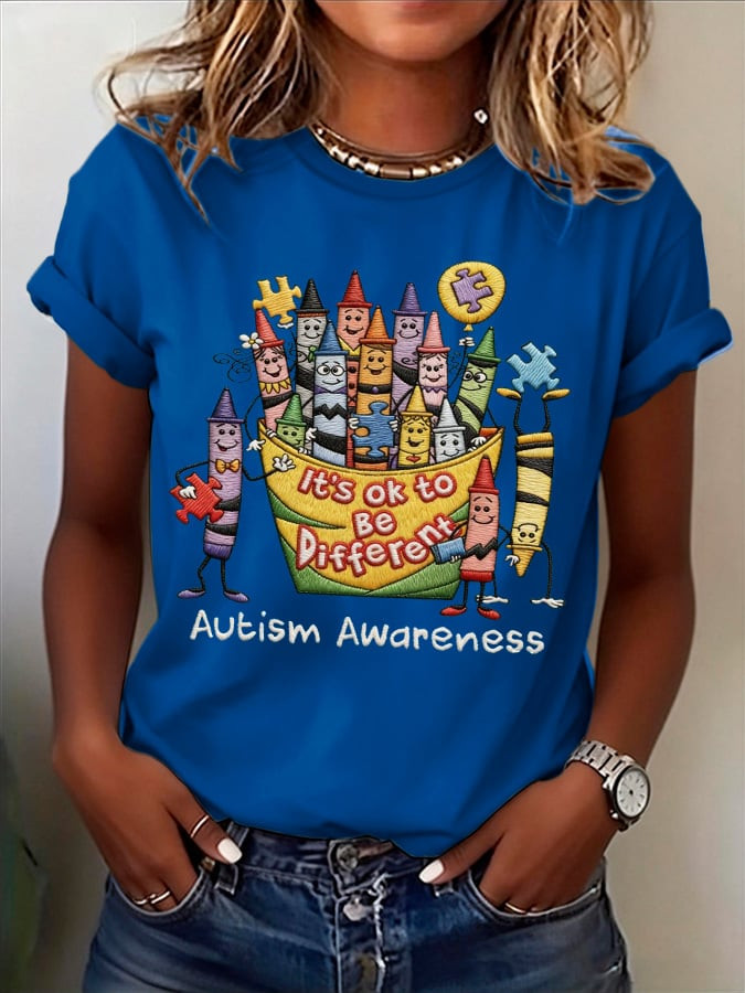 Autism Awareness T-Shirt It's Ok To Be Different Clothing Gift For Autism Spectrum