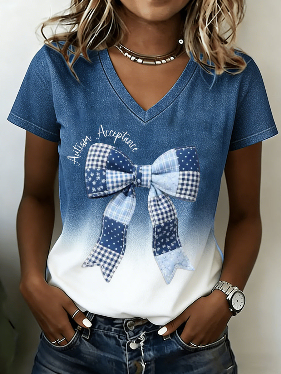 Autism Awareness V-Neck Shirt Love Support Autism Clothing Gift For Supporters