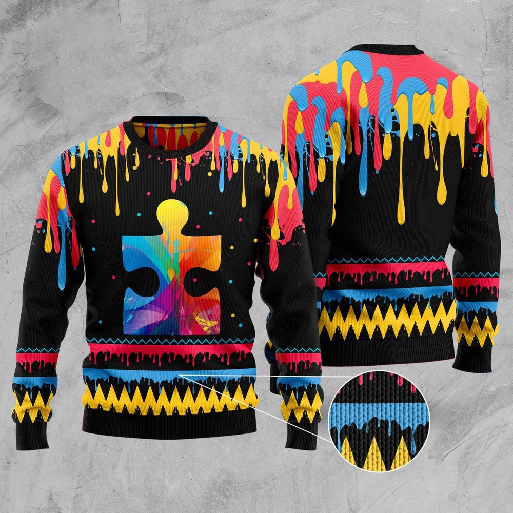 Autism Colorful Beauty Ugly Christmas Sweater Funny Ugly Christmas Sweater Holiday Gifts