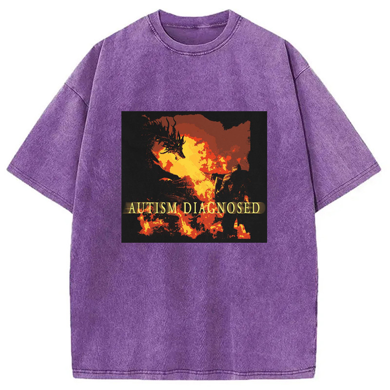 AUTISM DIAGNOSED Washed T-Shirt Unisex Streetwear Graphic Style Gifts For Sister