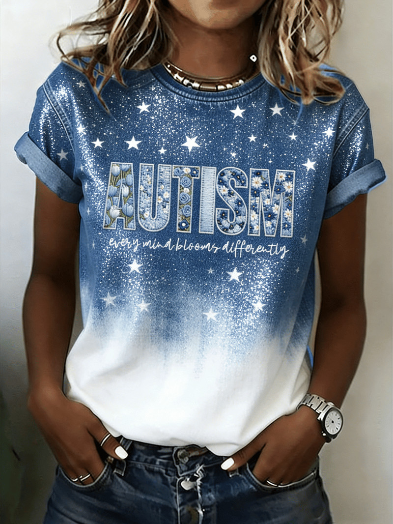 Autism Every Mind Blooms Differently T-Shirt Love Support Apparel Gift For Autism Sister