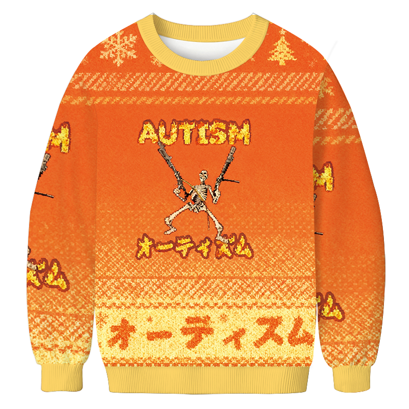 Autism Funny Skeleton Christmas Ugly Sweatshirt Christmas Party Novelty Sweater Gift Ideas