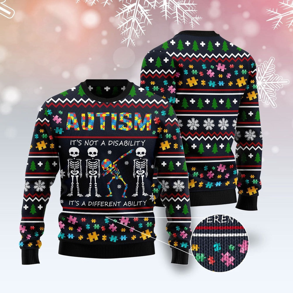 Autism It's A Different Ability Ugly Christmas Sweater Funny Ugly Christmas Sweater Holiday Gifts