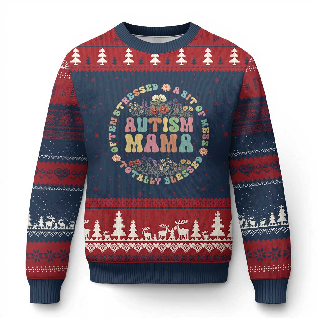 Autism Mama Ugly Christmas Sweater Floral Awareness Ugly Holiday Sweater Autism Gifts