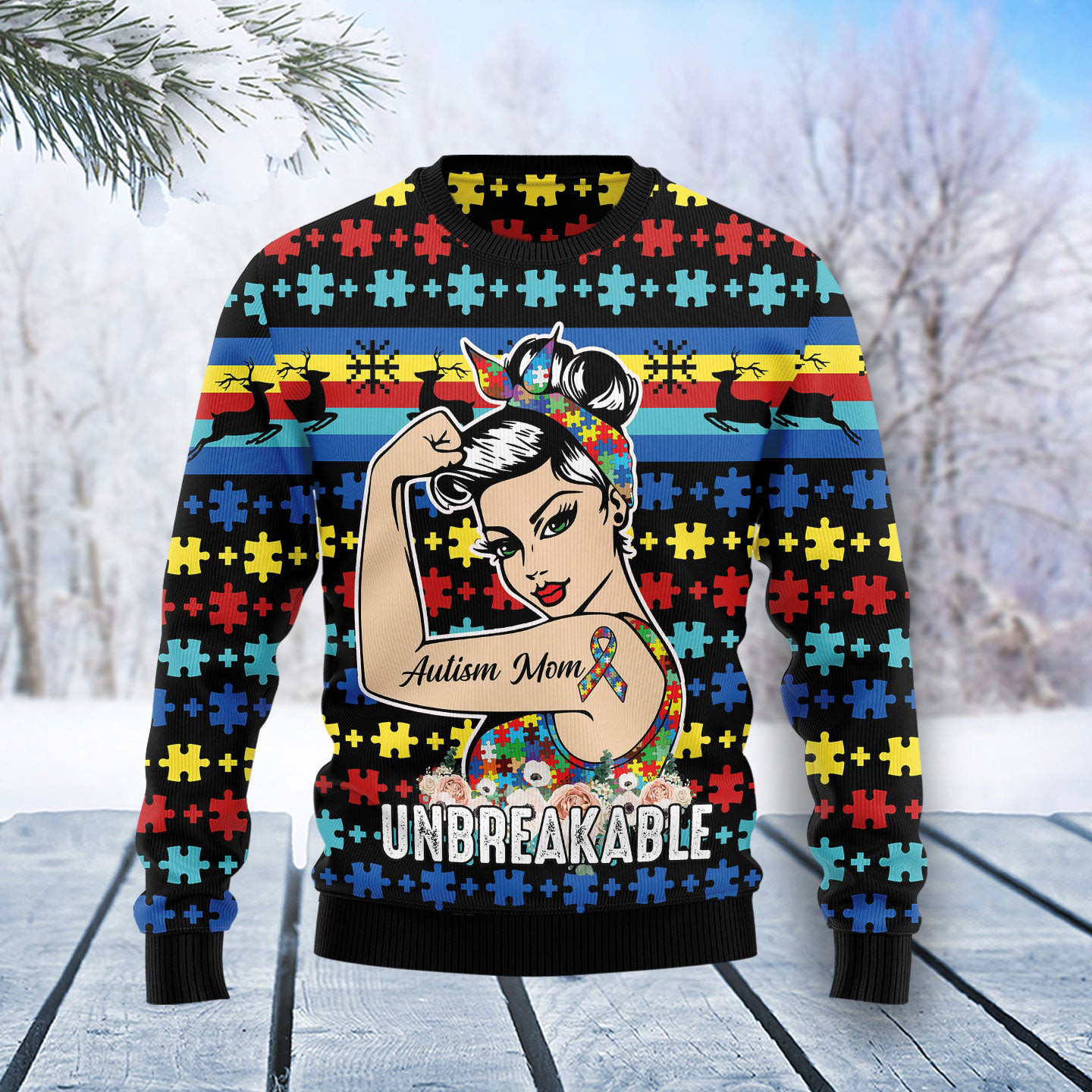 Autism Mom Unbreakable Ugly Christmas Sweater Christmas Apparel Gift For Autism Mom