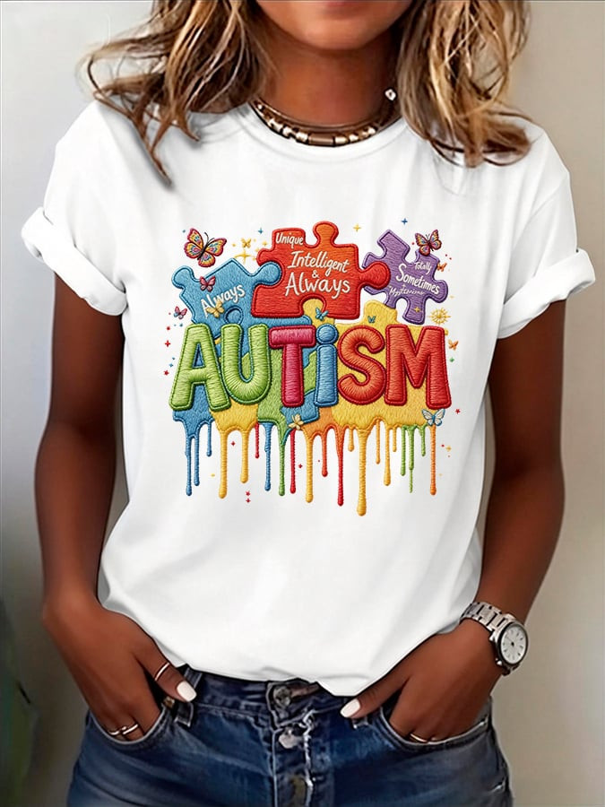 Autism Puzzle Pieces T-Shirt Unique Intelligent Clothing Best Gift For Supporters