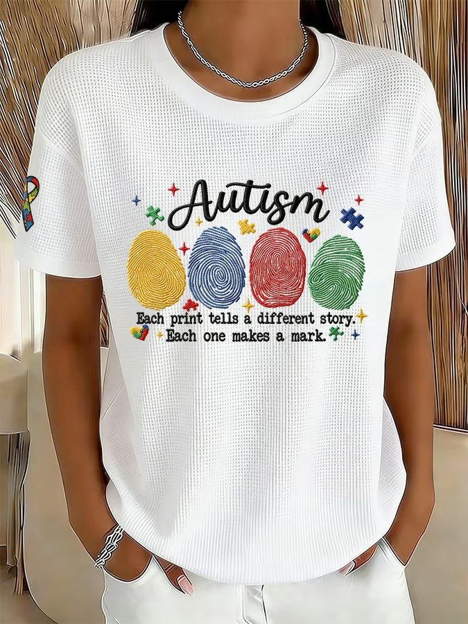 Autism T-Shirt Each Print Tells A Different Story Clothing Gift For Her