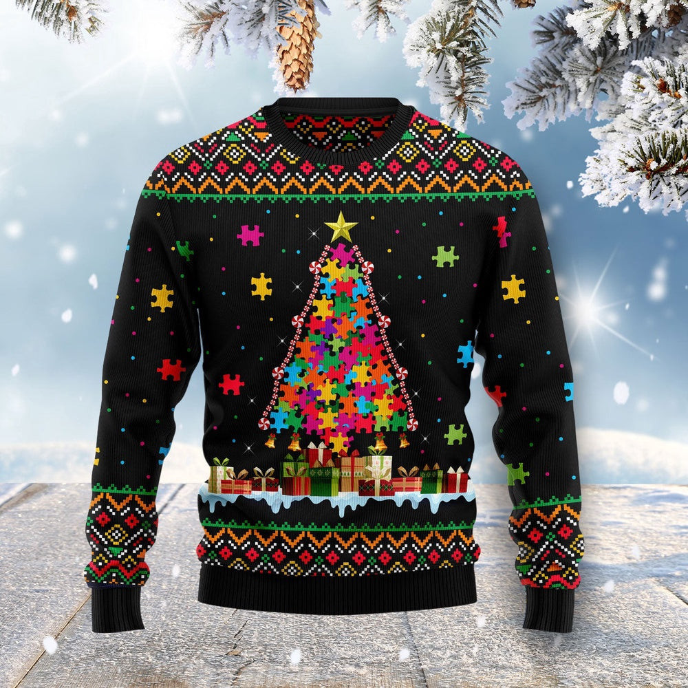 Autism Ugly Christmas Sweater Unisex for Women & Men Couples Matching Friends Funny Family Sweater Gifts