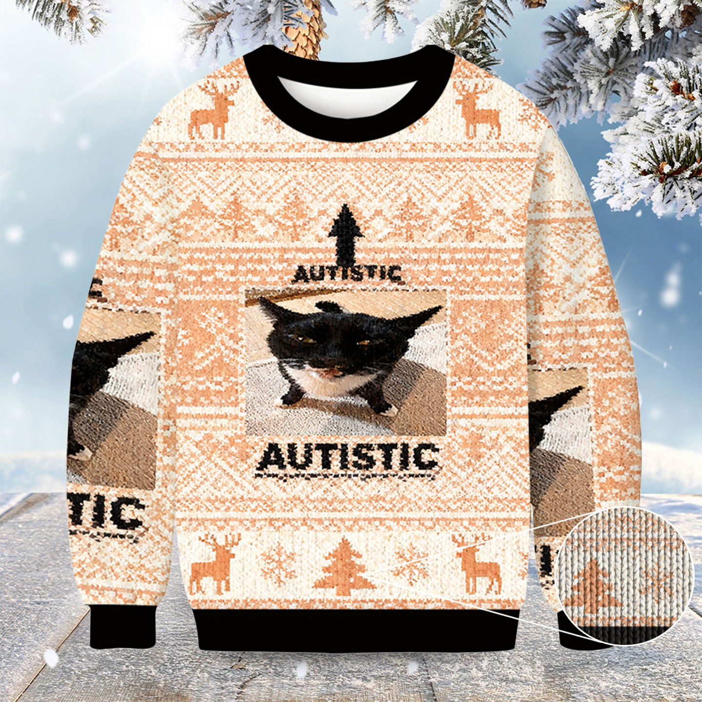 Autistic Cat Christmas Ugly Sweater Animal Clothing Christmas Gift Ideas For Cat Lovers