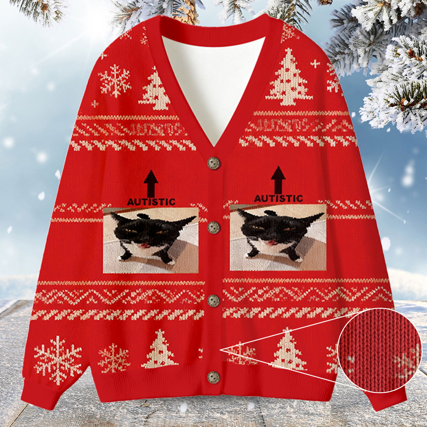 Autistic Cat Ugly Cardigan Sweatshirt cute xmas outfit Daughter Gifts Christmas