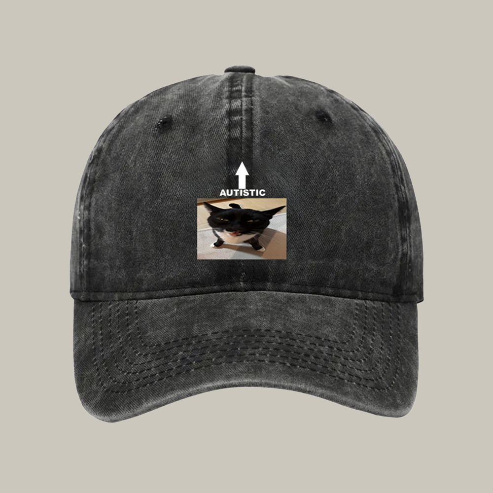 Autistic Cat Washed Cap Funny Ball Caps Gifts For Mom And Dad Christmas