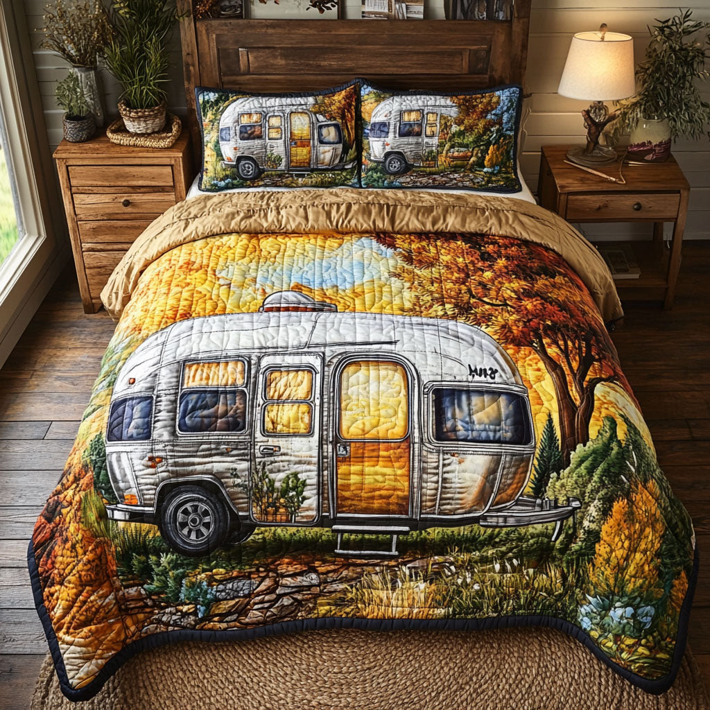 Autumn Airstream Quilted Bedding Set Bed Room Decoration Camping Gifts For Him Her