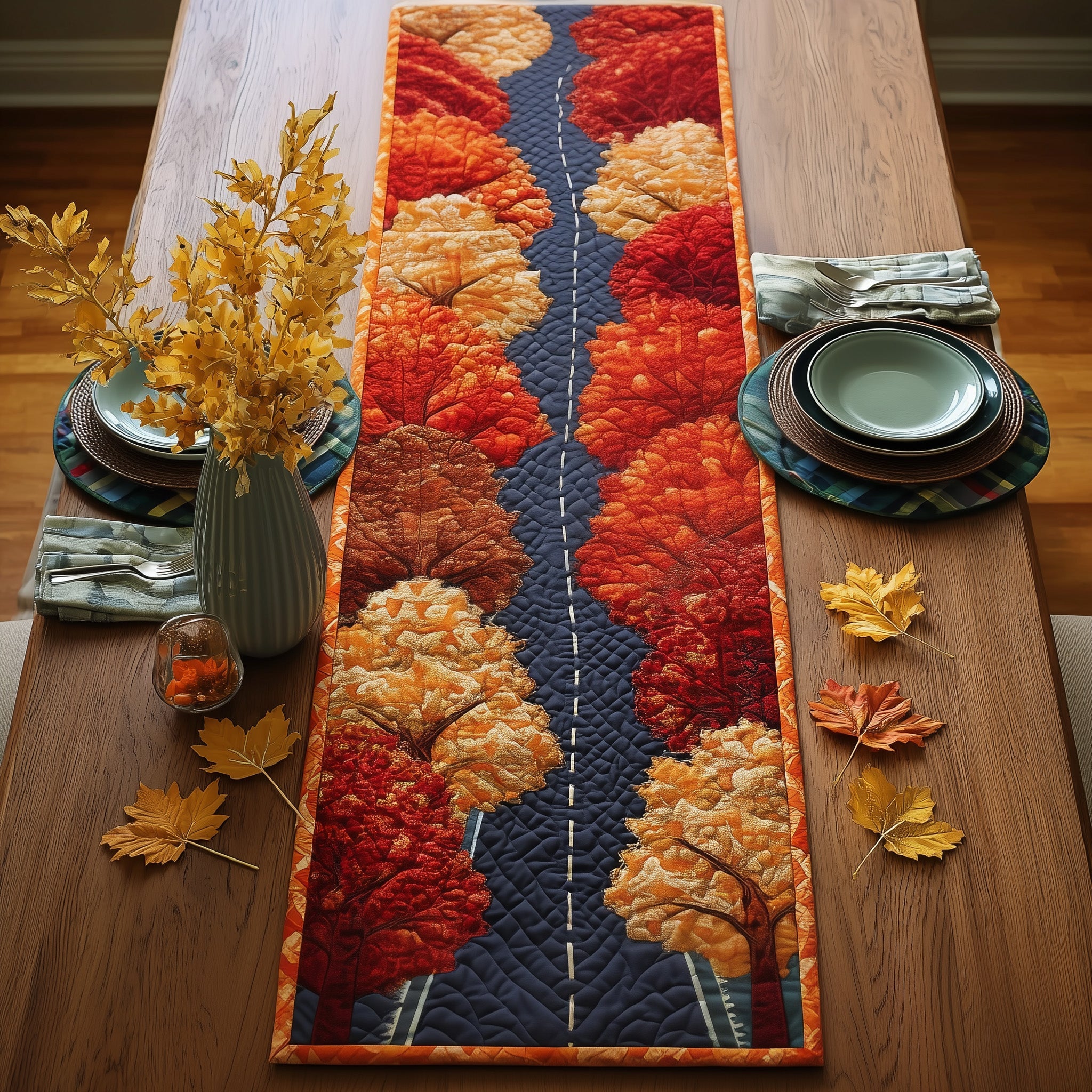 Autumn Avenue Quilted Table Runner Christmas Table Runner