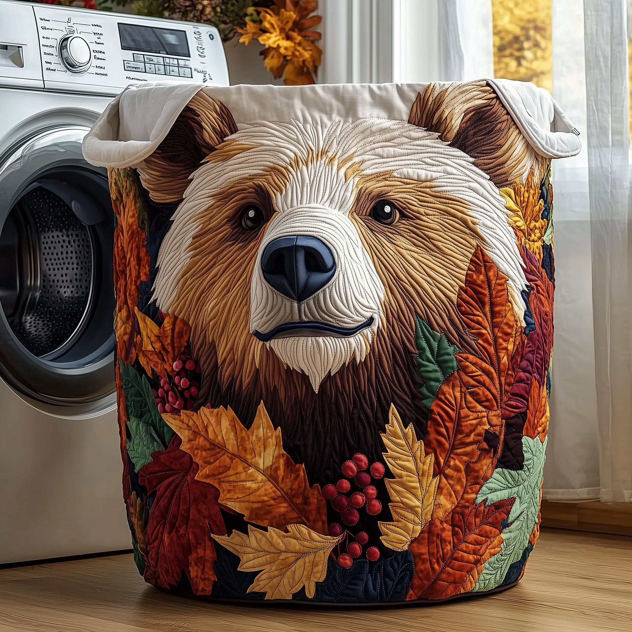 Autumn Bear Quilted Laundry Basket Best Lovely Gifts For Bear Enthusiasts