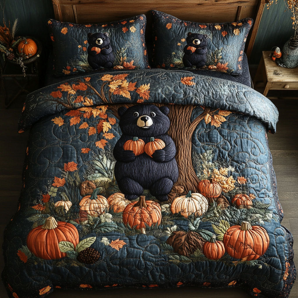 Autumn Bears Rest Quilted Bedding Set Best Bed Sheet Set Unique Bear Gifts