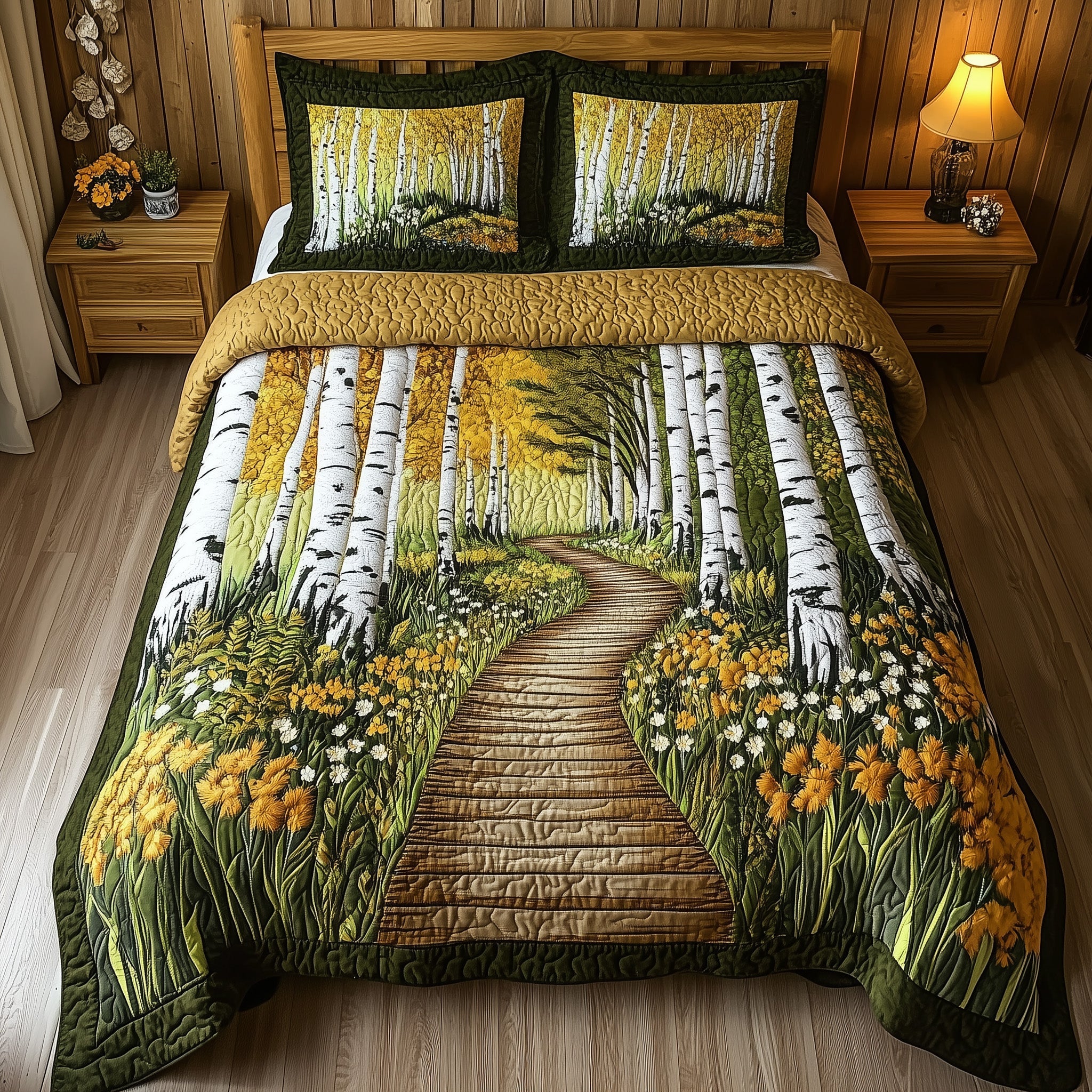 Autumn Birch Escape Quilted Bedding Set Duvet Cover Merchandise Autumn Presents