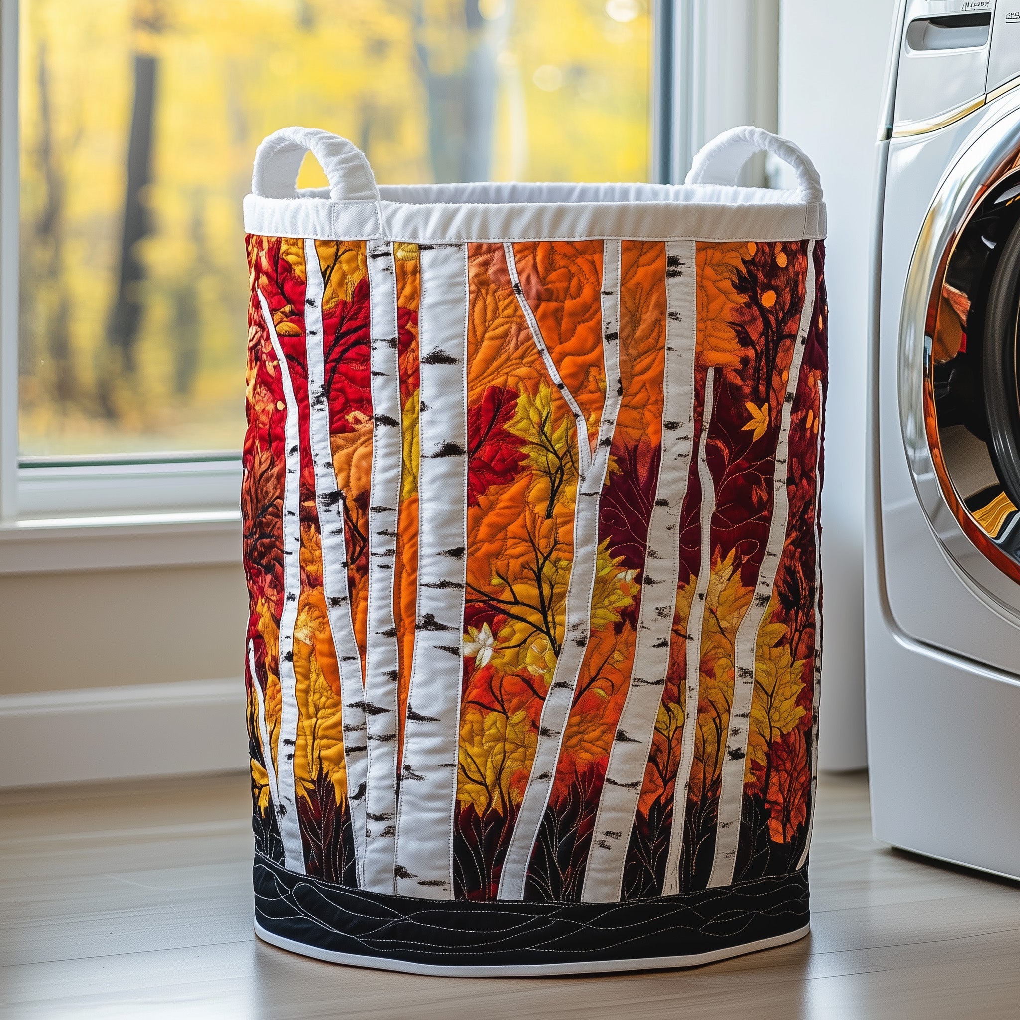 Autumn Birch Quilted Laundry Basket Summer Merch Vibes