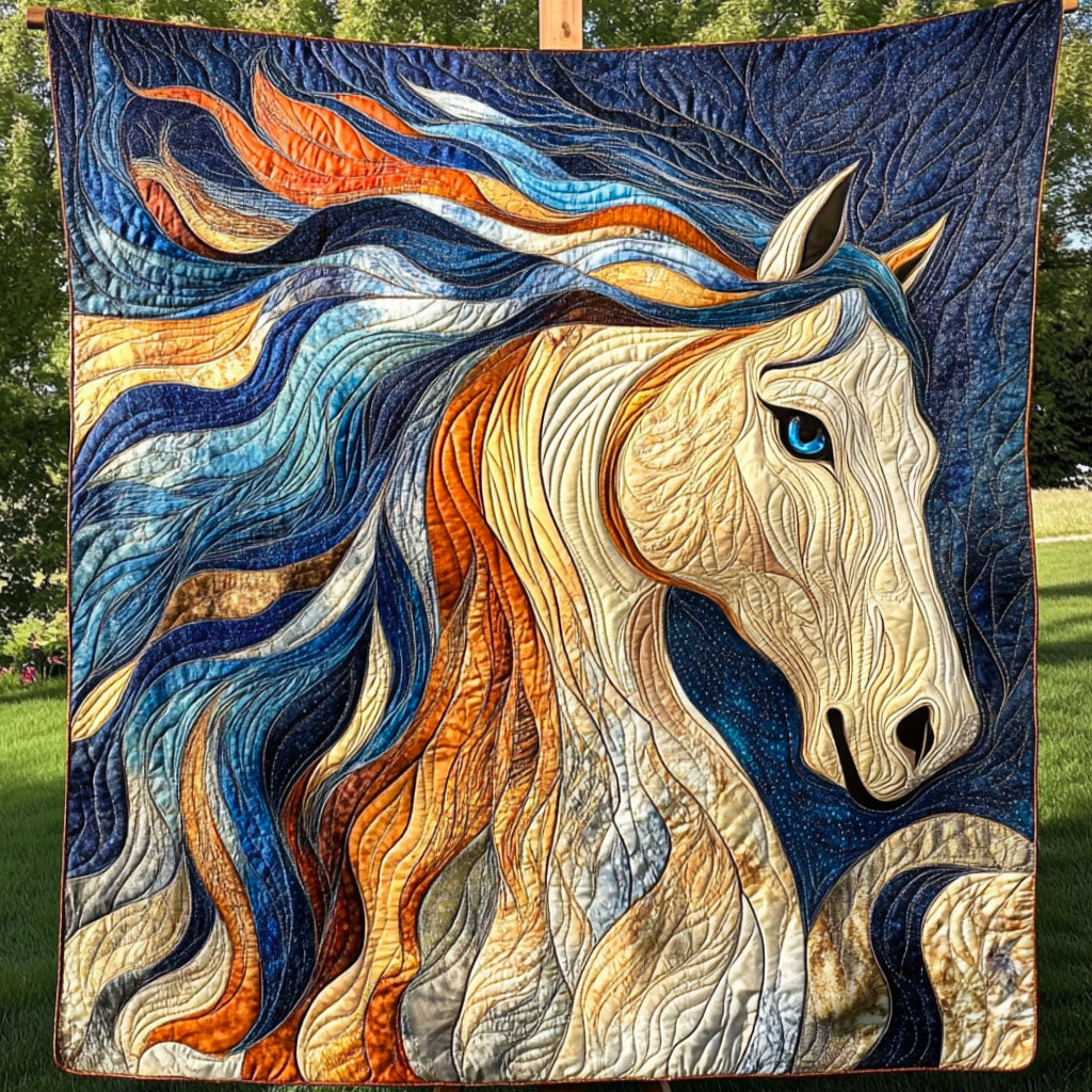 Autumn Blaze Quilted Blanket Nice Throw Blanket Horse Themed Gifts For Adults
