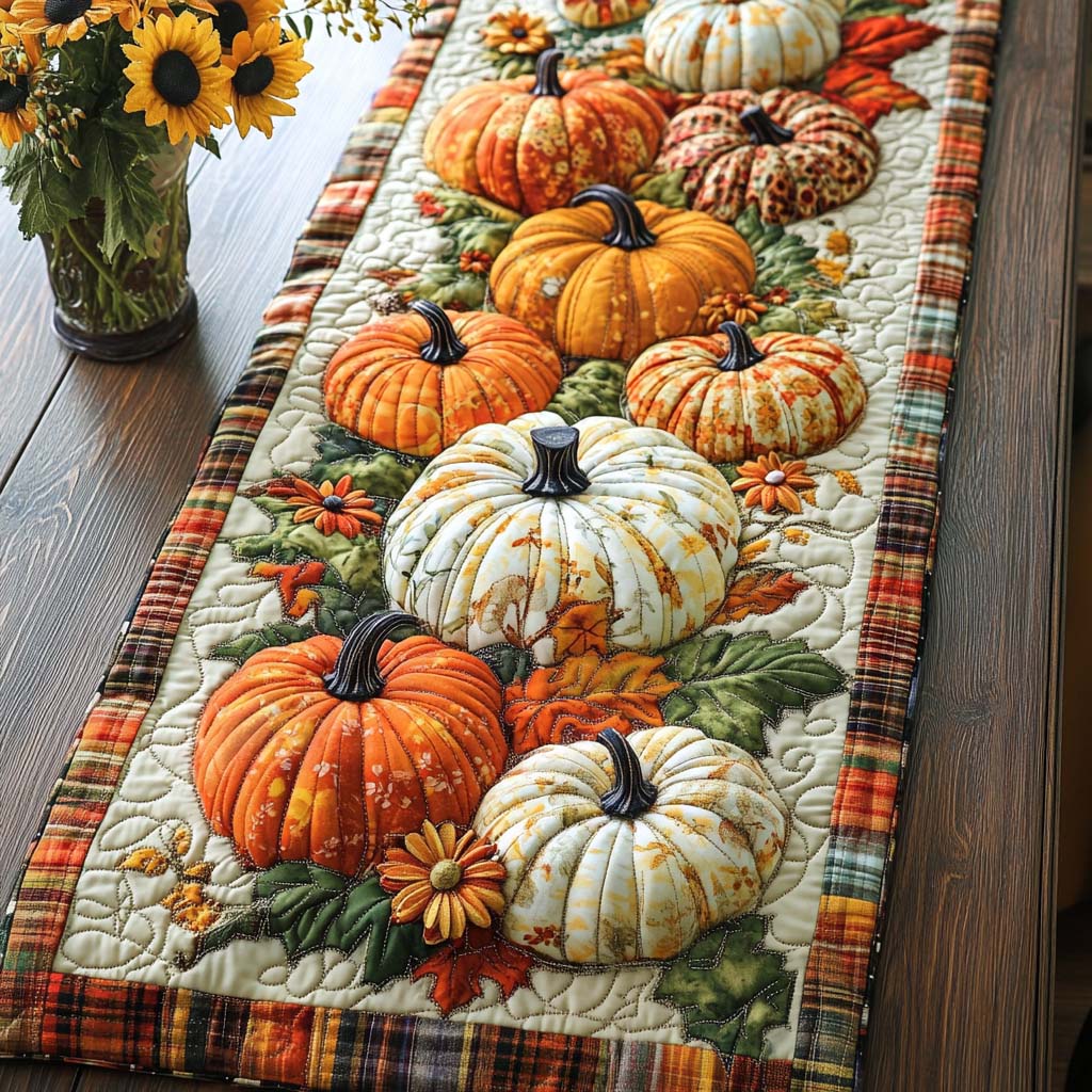 Autumn Blessings Quilted Table Runner Elegant Fall Table Runners Unique Gifts Family